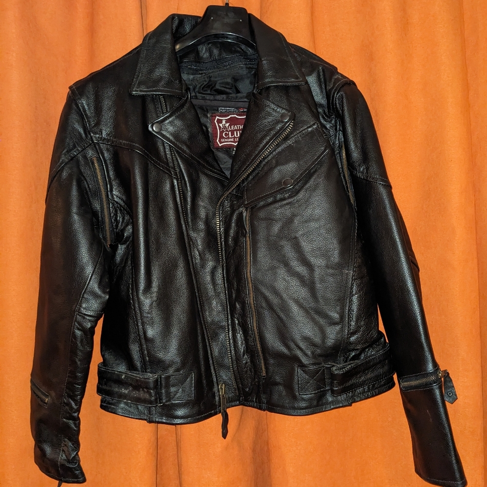 Leather Club genuine leather jacket, black, size medium